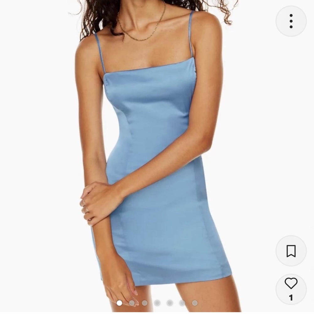 NEW! Aritzia Sunday best cornflower blue shimmer Satin mini Dress size 0